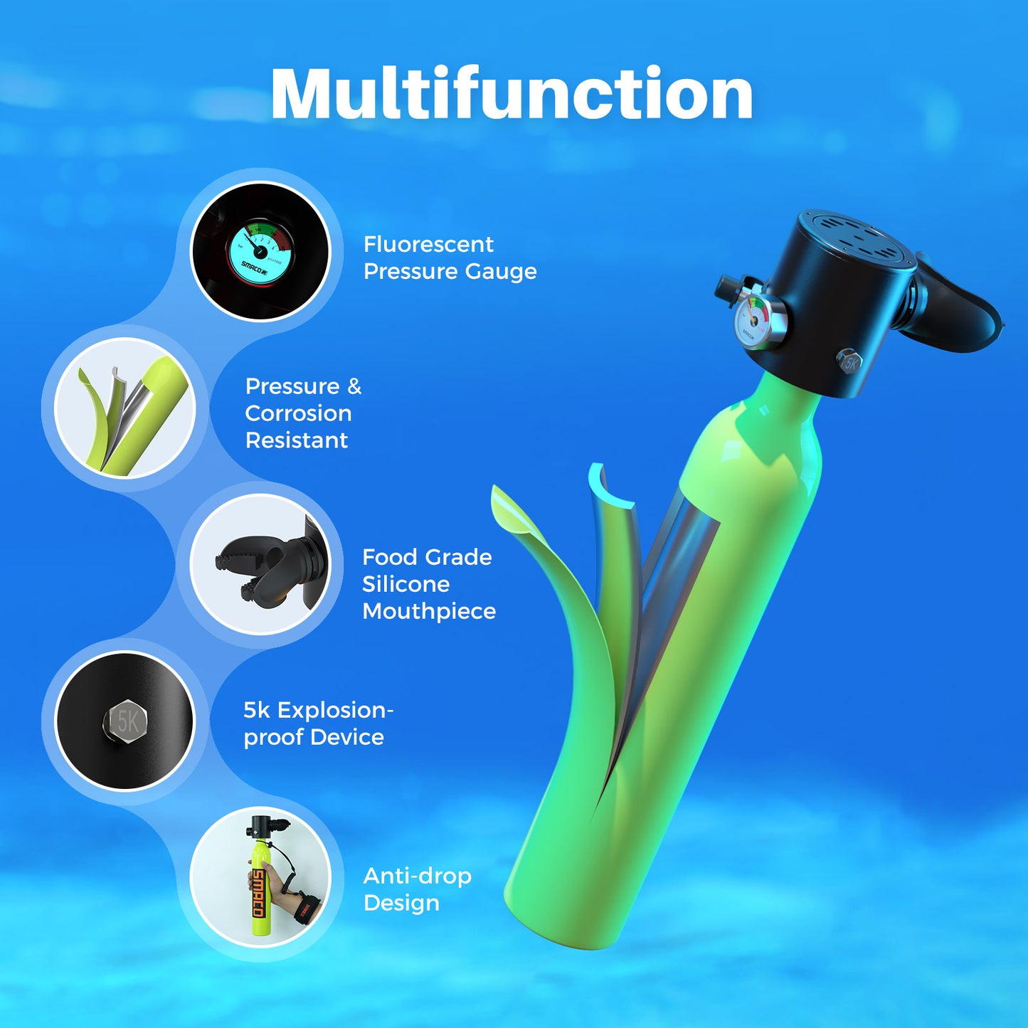 SUMMER FLASH SALE—SMACO S300 0.5 L Mini Scuba Diving Tank