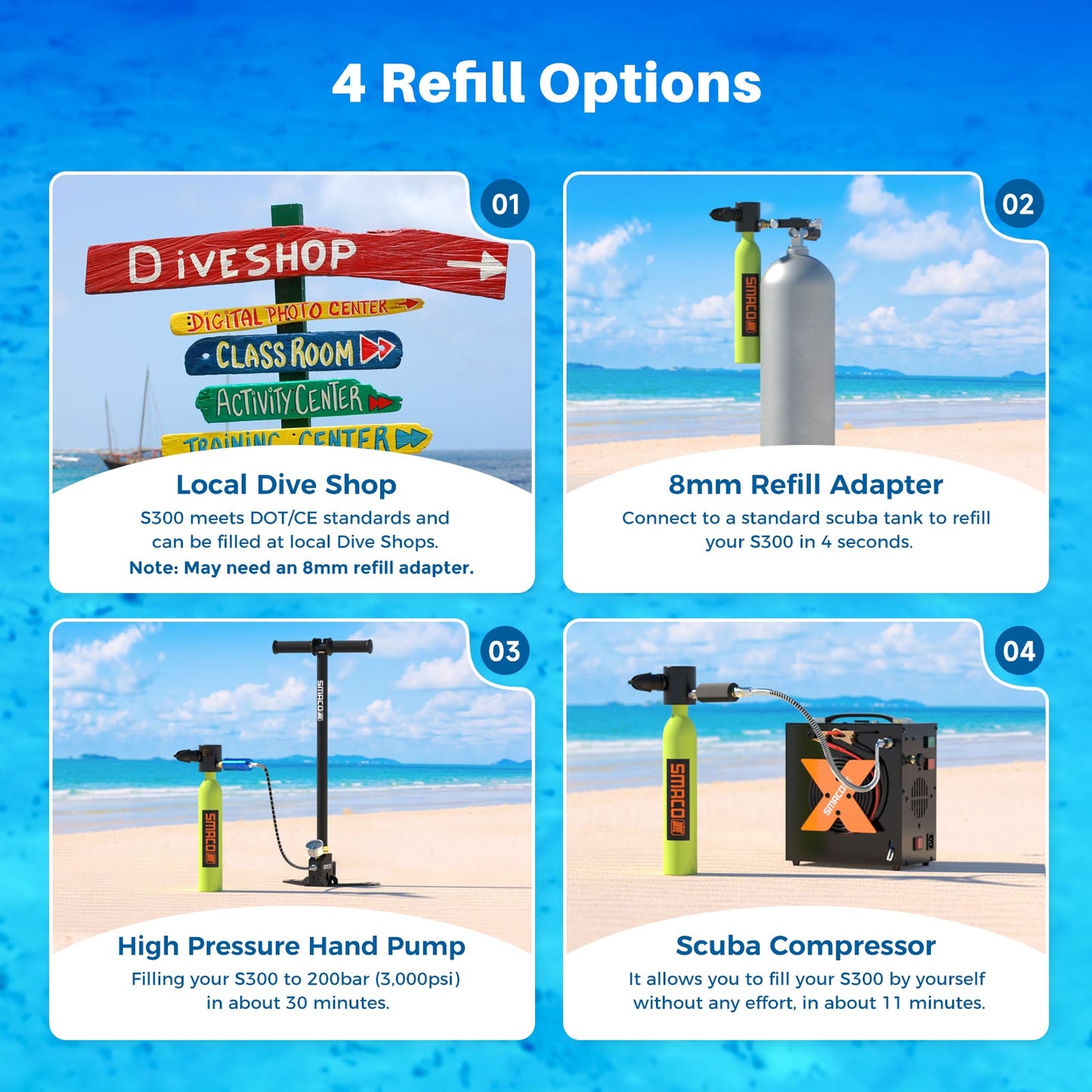 SUMMER FLASH SALE—SMACO S300 0.5 L Mini Scuba Diving Tank