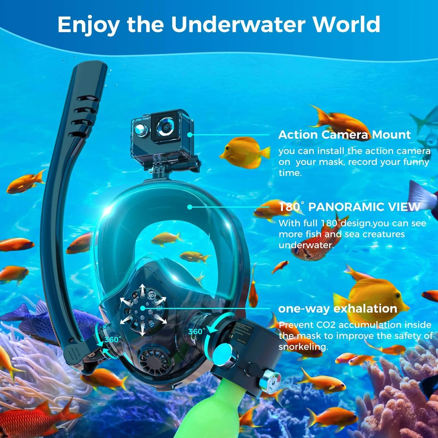 K2 Full Face Snorkel & Dive Mask with S300Plus/S300Pro Mini Scuba Tank