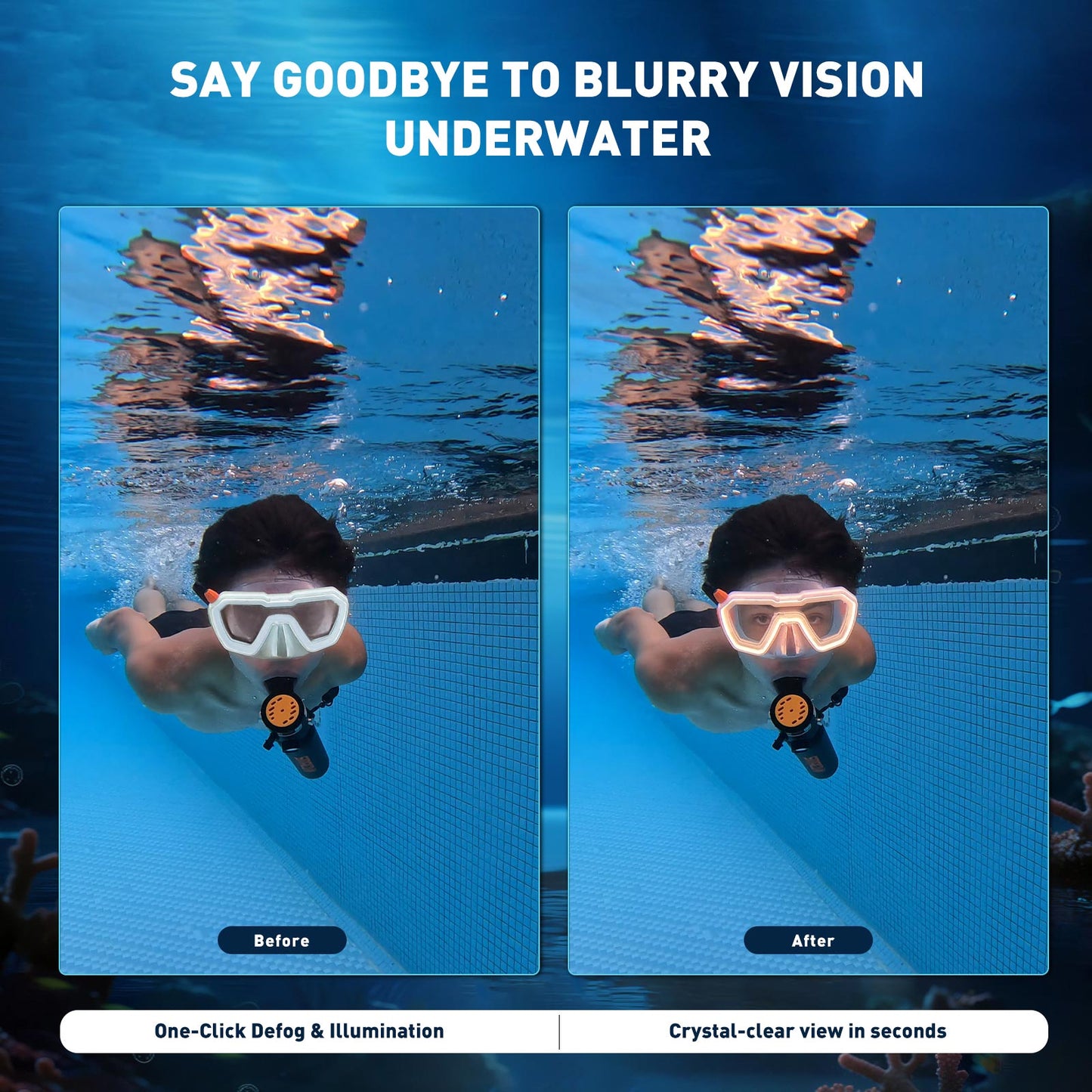 SMACO NOVA M1 LED Anti-Fog Snorkel & Dive Mask