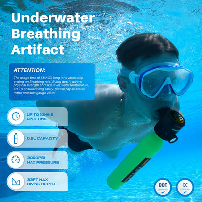 SUMMER FLASH SALE—SMACO S300 0.5 L Mini Scuba Diving Tank
