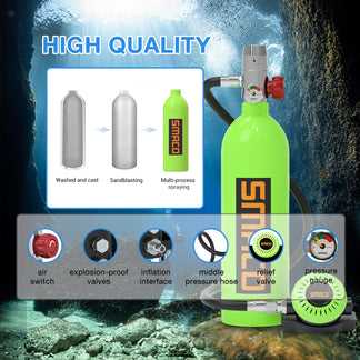 SMACO S400 1L Mini Scuba Diving Tank with DOT Certified – SmacoSports