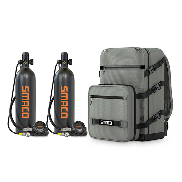 SMACO S700 2L Scuba Tank 2 Pcs with Portable Backpack For Family and Buddy Kit