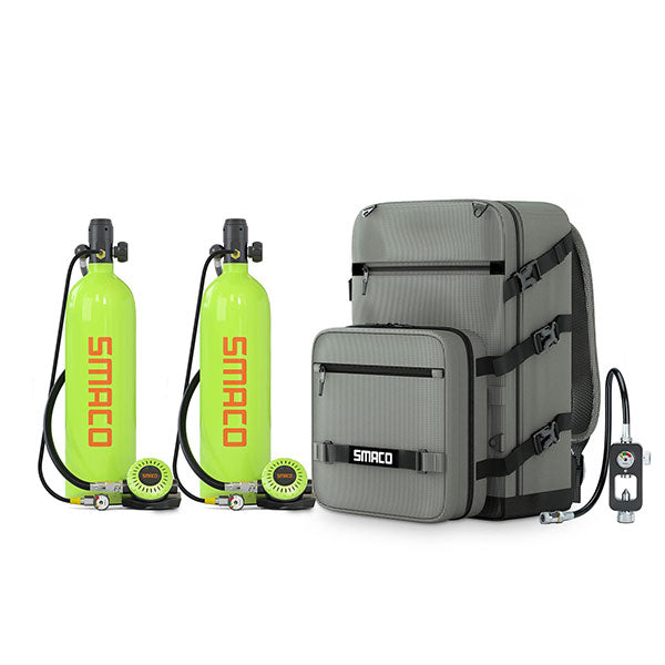 SMACO S700 2L Scuba Tank 2 Pcs with Portable Backpack For Family and Buddy Kit