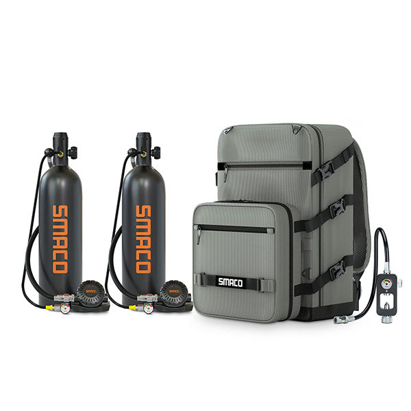 SMACO S700 2L Scuba Tank 2 Pcs with Portable Backpack For Family and Buddy Kit