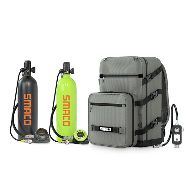 SMACO S700 2L Scuba Tank 2 Pcs with Portable Backpack For Family and Buddy Kit