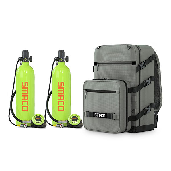 SMACO S700 2L Scuba Tank 2 Pcs with Portable Backpack For Family and Buddy Kit