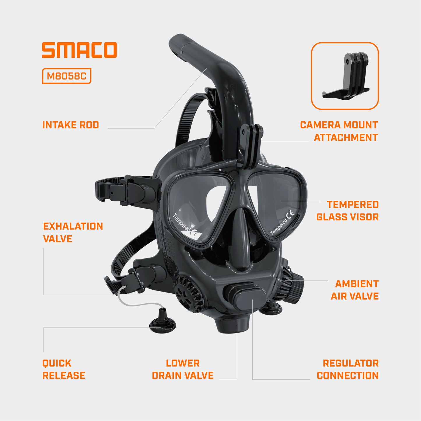M8058C Full Face Dive & Snorkel Mask