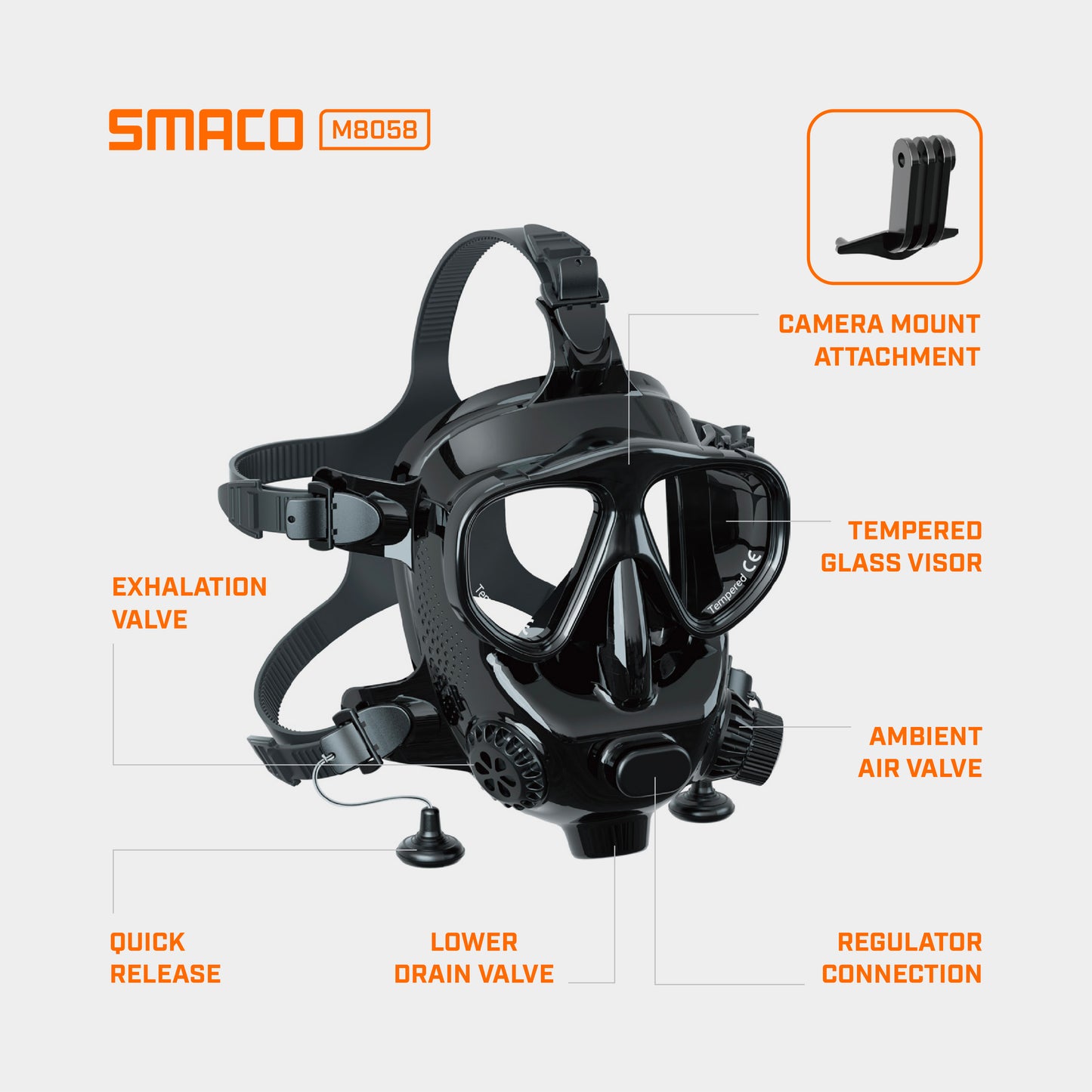 SMACO M8058 Masque complet de plongée sous-marine Masques respiratoires Équipement de plongée