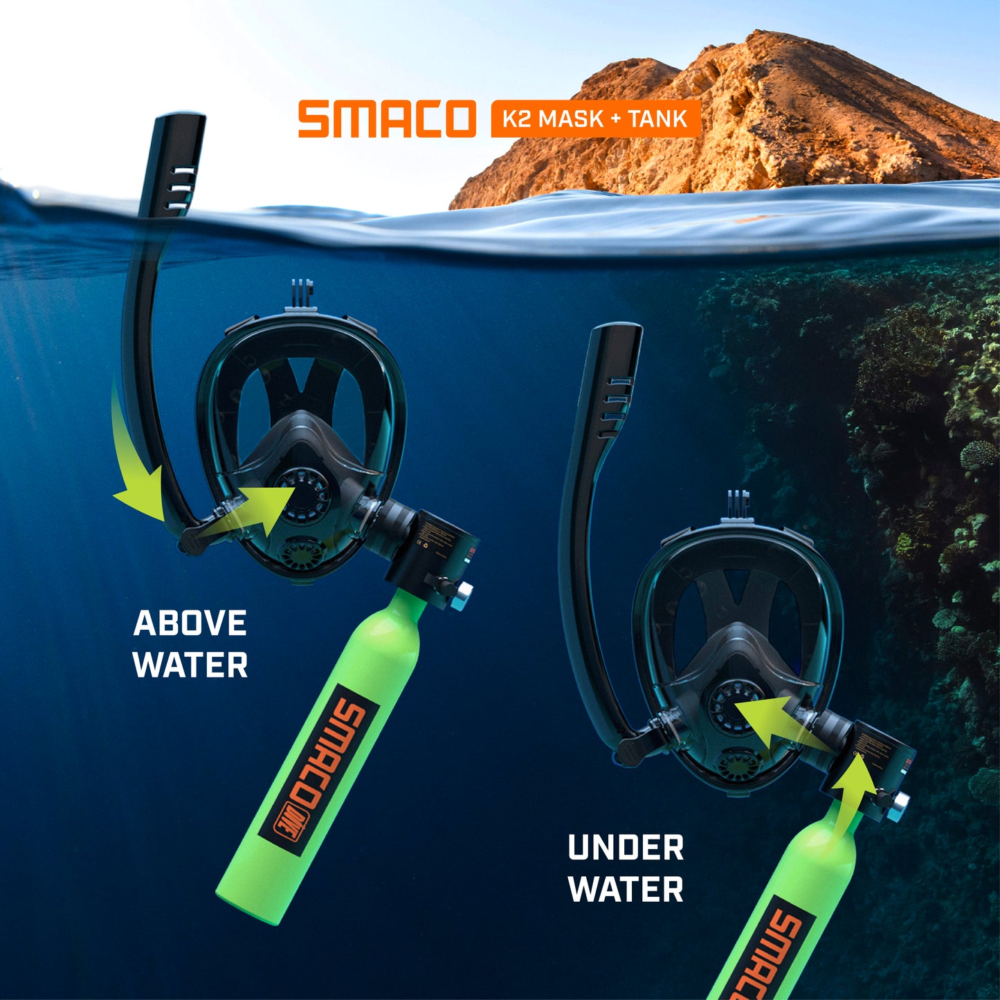 SMACO K2 Full Face Sub-Mask + Mini Scuba Tank