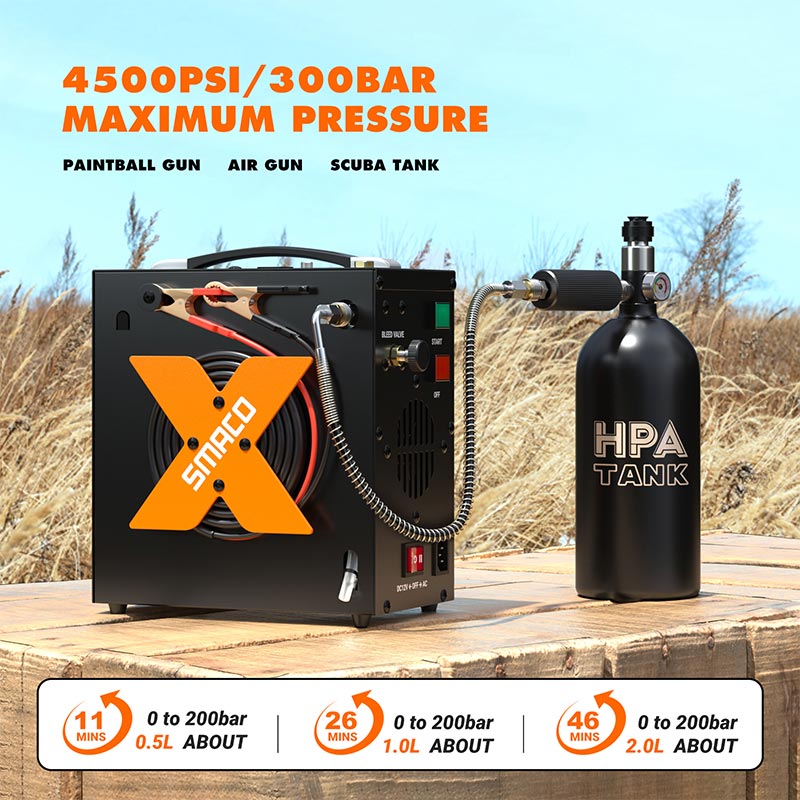 SMACO HEAP 1 PCP Air Compressor, 4500psi Portable High-Pressure Air Compressor for Filling