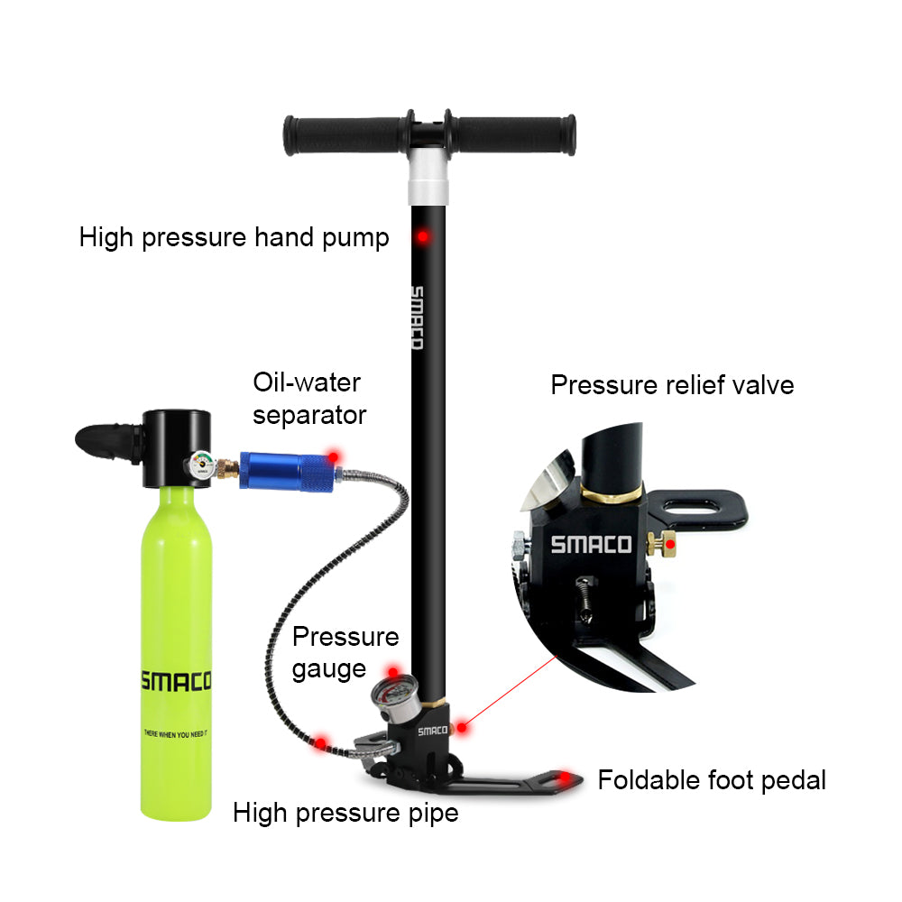 SMACO Diving Cylinder Inflator High Pressure Hand Pump – SmacoSports