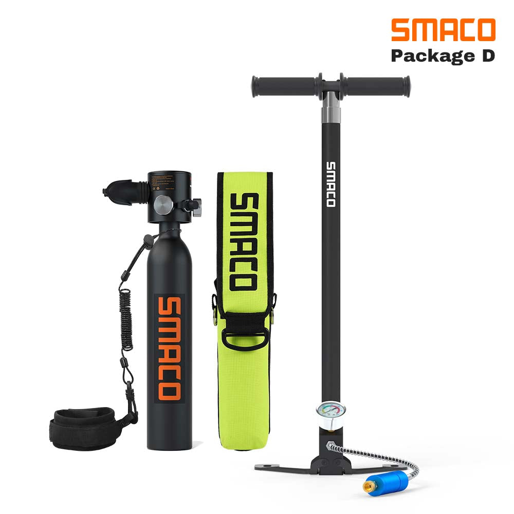 smaco s300plus 0.5l portable mini scuba tank  with a hand pump