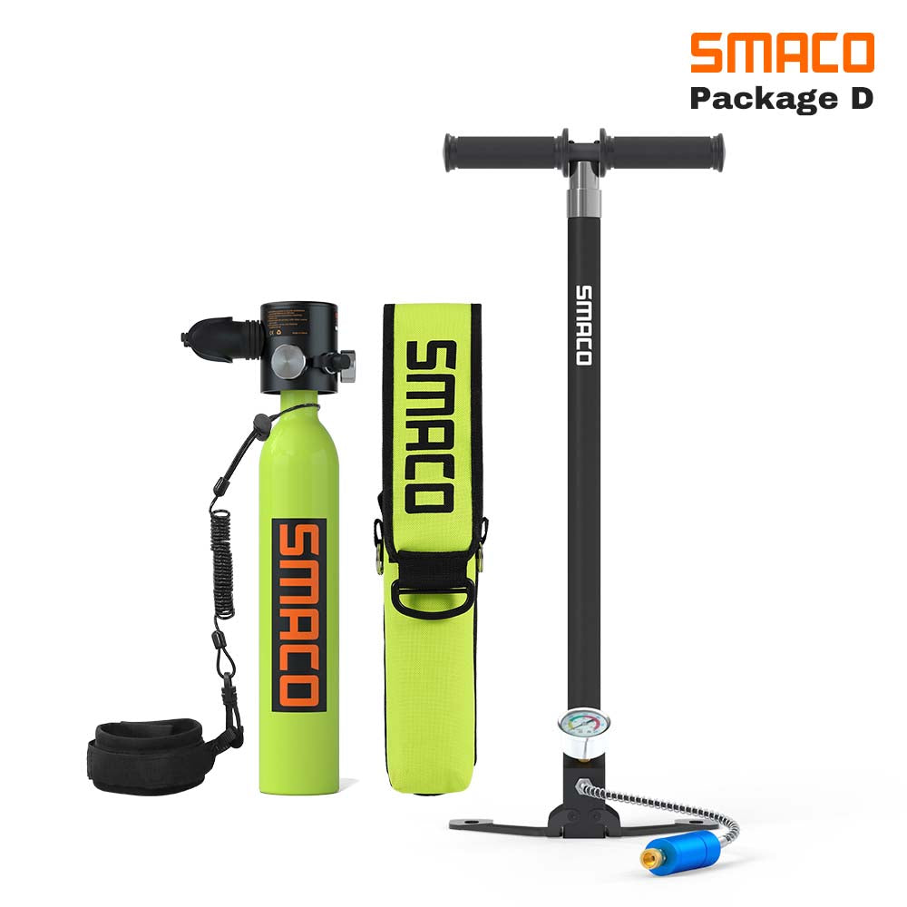 smaco s300plus 0.5l portable mini scuba tank  with a hand pump