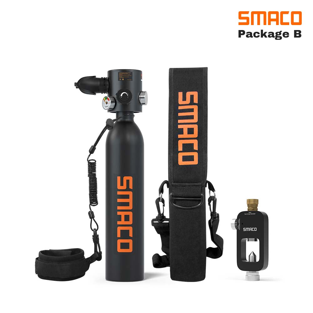 smaco s500 0.7l mini scuba tank and a Anti-drop rope black,a refill adapter