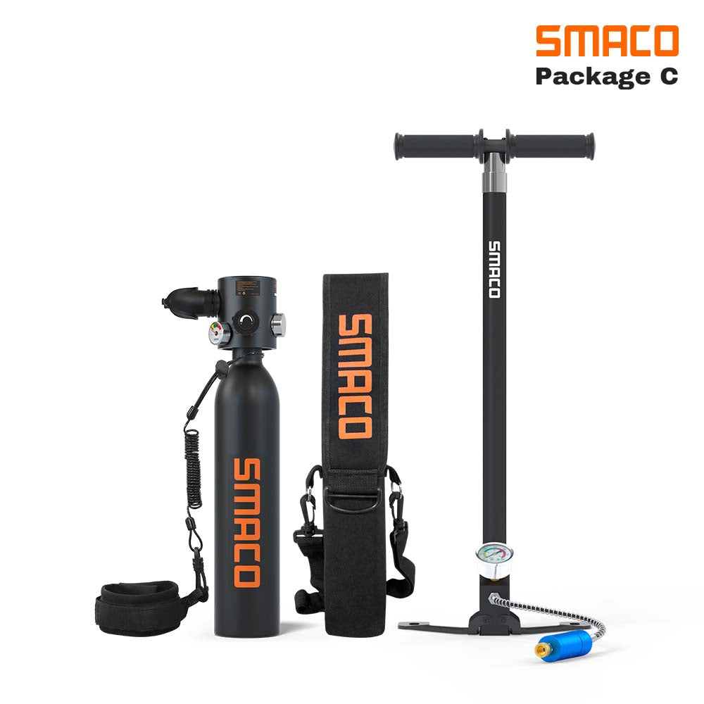 Black smaco s500 0.7l mini scuba tank and a Anti-drop rope, a second high-pressure pump