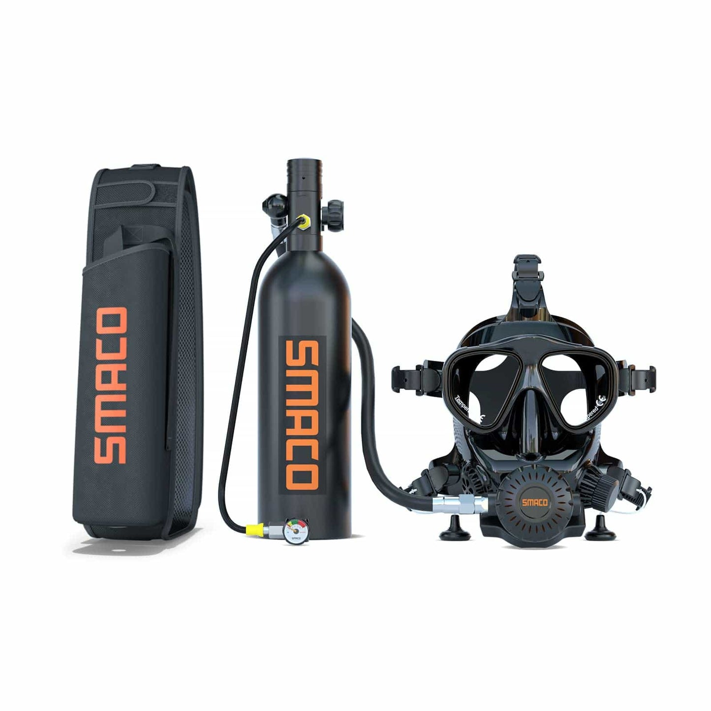 SMACO S400 Pro 1L Mini Tanque de Buceo Portátil Botella Pony Reutilizable — con Máscara de Buceo de Cara Completa